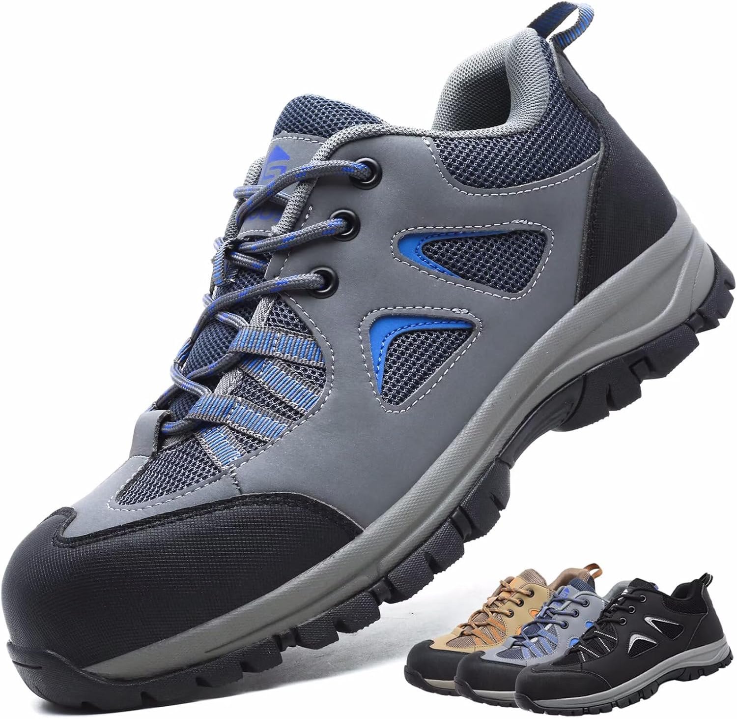 Veiligheidsschoenen Heren Dames Werkschoenen Lichtgewicht Ademende Stalen Neus Schoenen Werkveiligheidsschoenen Unisex Grijs Blauw 43