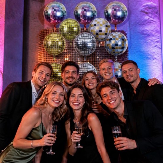 9 stuks discobalballonnen van 55,9 cm, 4D-spiegeldecoratie voor retro feest — afbeelding 4