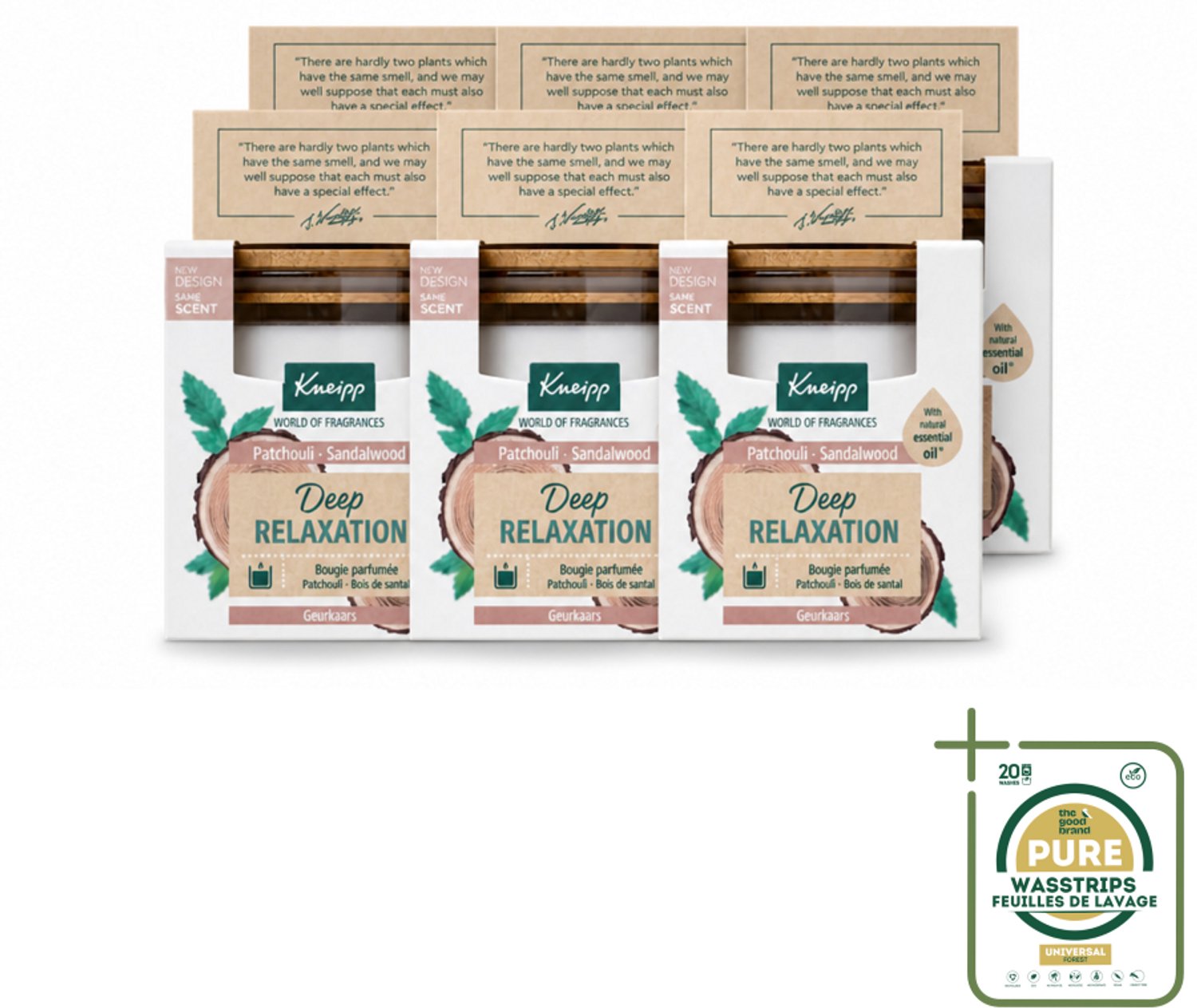 6 x Kneipp - Geurkaars - Deep Relaxation - Sandelhout & Patchouli - 20 branduren - Wasstrips - Geurkaars - Ontspanning - Kneipp - Sandelhout - Patchouli