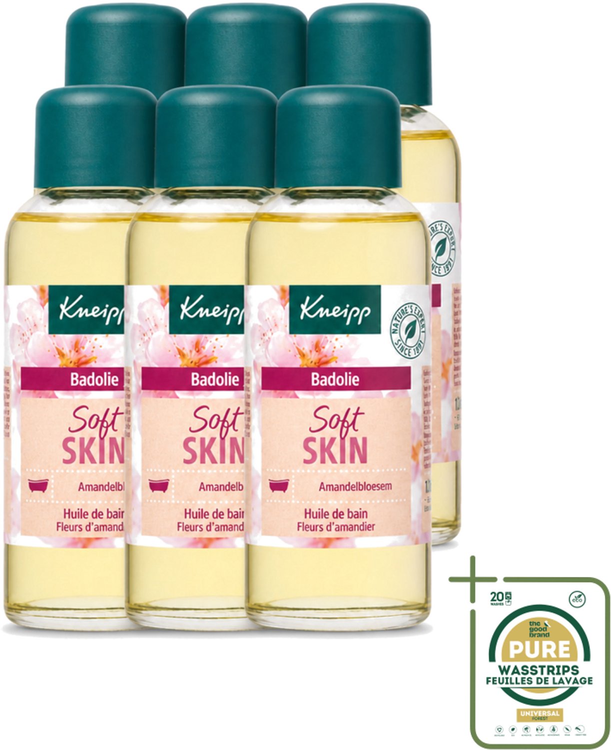 6 x Kneipp - Badolie - Amandelbloesem - Voor droge en gevoelige huid - 100 ml - Wasstrips - Badolie - Droge Huid - Gevoelige Huid - Amandelolie - Huidverzorging
