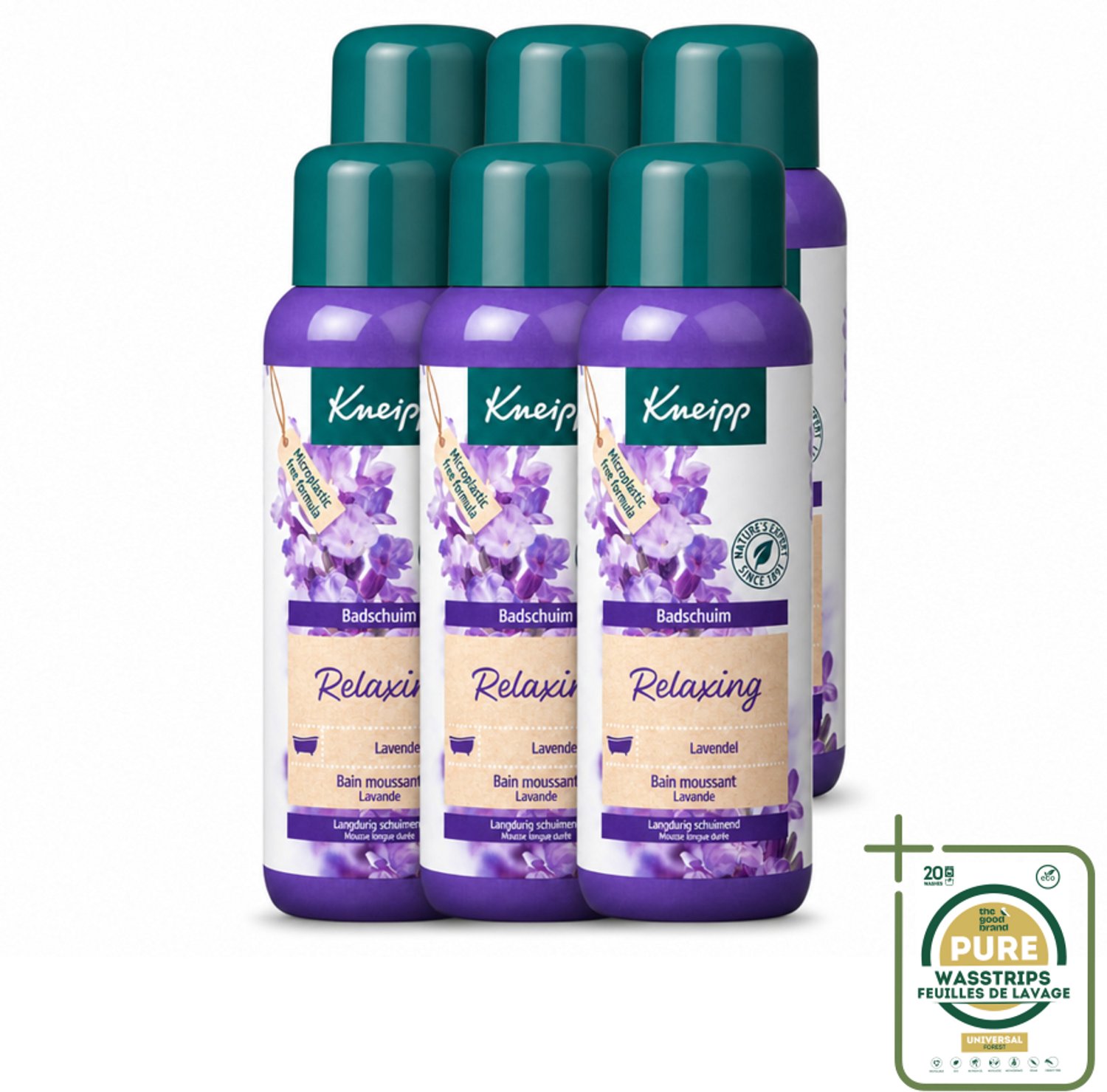 6 x Kneipp - Badschuim - Lavendel - Bloemige geur - 400 ml - Wasstrips - Badshuim - Ontspanning - Lavendel - Badgeur - Natuurlijke Badproducten