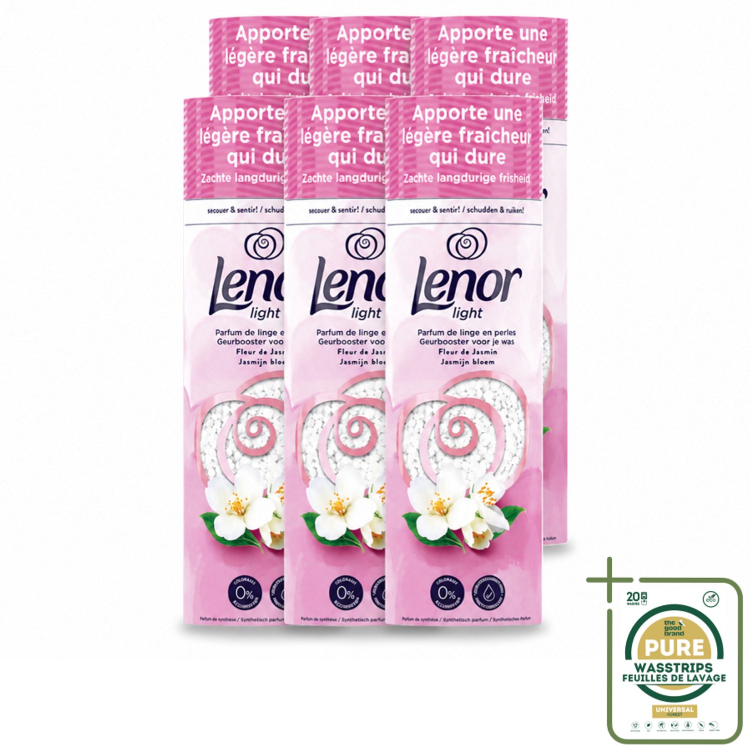 6 x Lenor Light - Geurbooster - Jasmijn - Non-Stop Frisheid - 19 Wasbeurten - Wasstrips - Geurbooster - Wasgeur - Wasgeurbooster - Wasgeurparfum - Wasgeur Voor Was