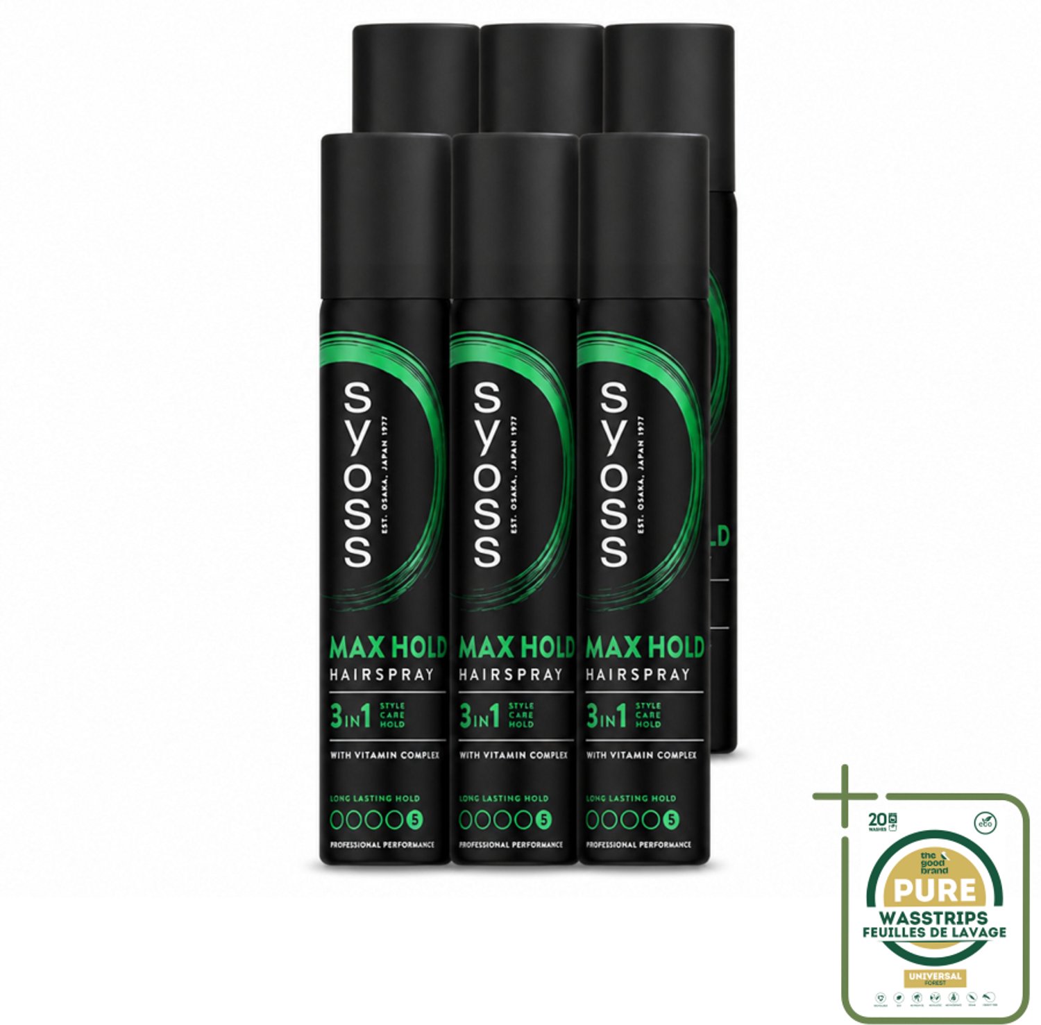 6 x Syoss - Max Hold - Haarspray - Compacte Fixatie - 75 ml - Wasstrips - Haarspray - Haarspray Compact - Haarspray Met Sterk Hold - Haarspray Voor Onderweg - Haarspray 75 Ml
