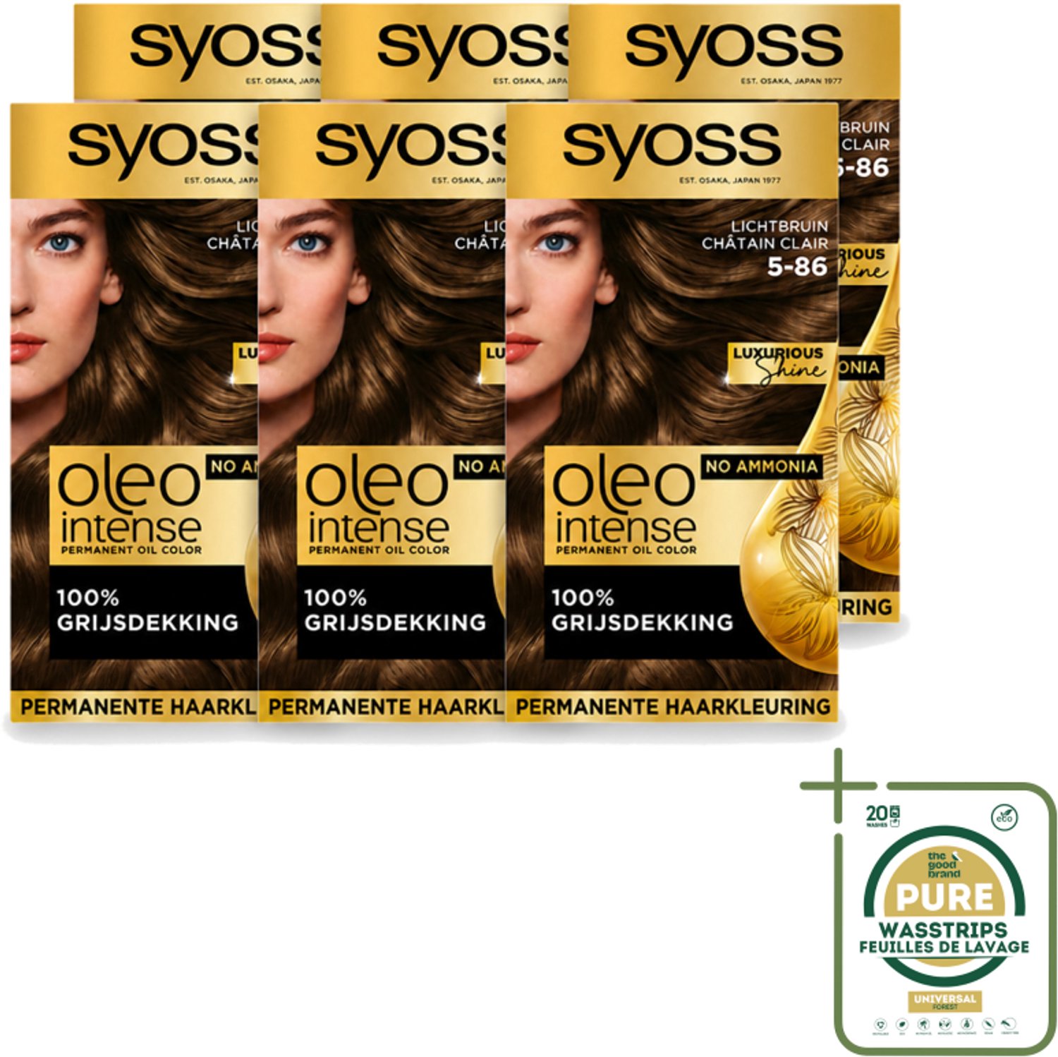 6 x SYOSS - Oleo Intense 5-86 - Haarverf - Permanente Haarkleuring - Lichtbruin - Langdurige Kleur - Wasstrips - Haarverf - Permanente Haarkleuring - Lichtbruin - Haarkleur - Haarverf Zonder Ammoniak