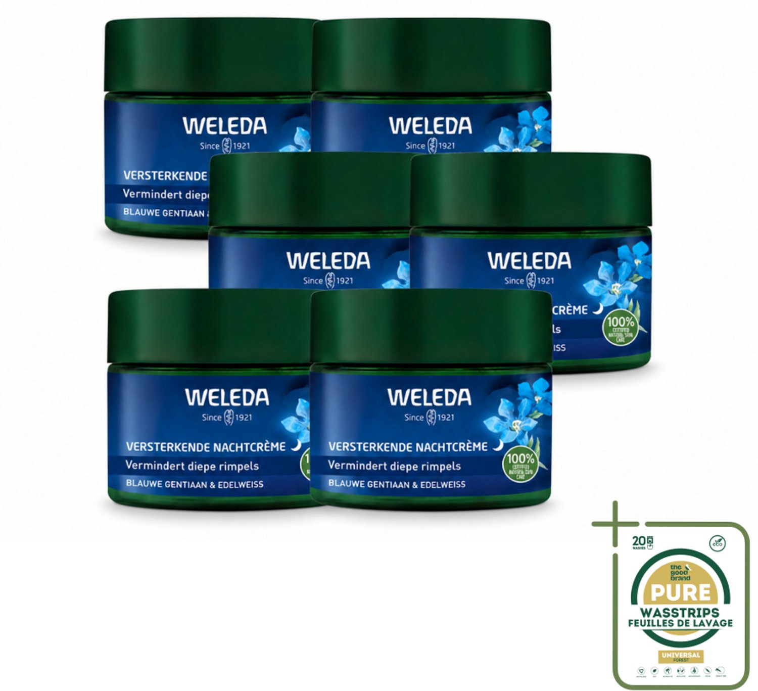 6 x WELEDA - Nachtcrème Versterkend - Blauwe Gentiaan & Edelweiss - 40 ml - Nachtcrème - Huidversterkend - Collageengehalte - Huidcontouren - Huidverzorging
