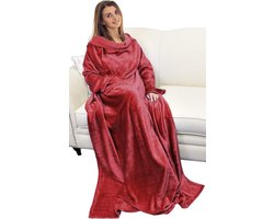 TV-deken met mouwen en zakken, wollig, zacht en warm, behaaglijke, draagbare, professionele full-body deken om aan te trekken, voor de winter, voor vrouwen en mannen, als cadeau, 185 x 130