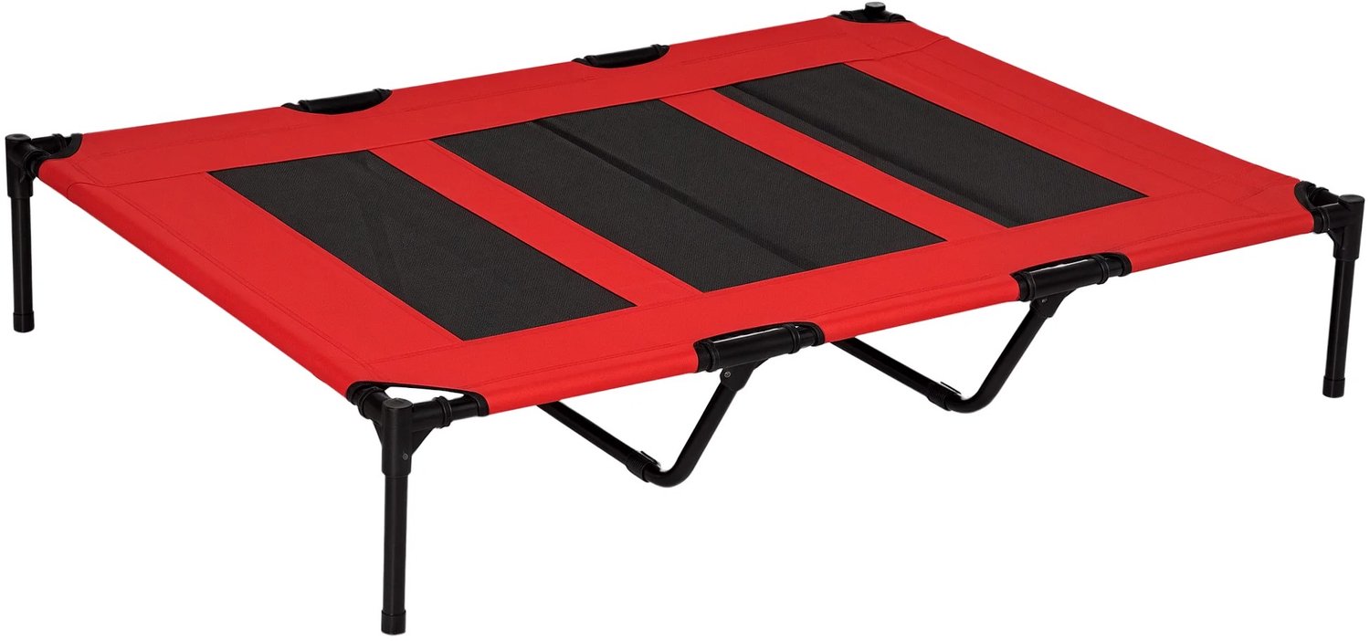 Nutrella - Verhoogd Hondenbed - Kattenbed - Campingbed - Corrosiebestendig - 122 x 92 x 23 cm - tot 50 kg - Rood / Zwart