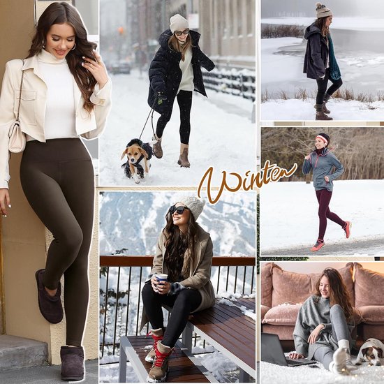 Voqeen Thermische leggings voor dames, gevoerde legging met fleece, thermische panty, thermisch ondergoed, waterdicht, outdoor, warme fitness sportbroek — afbeelding 2