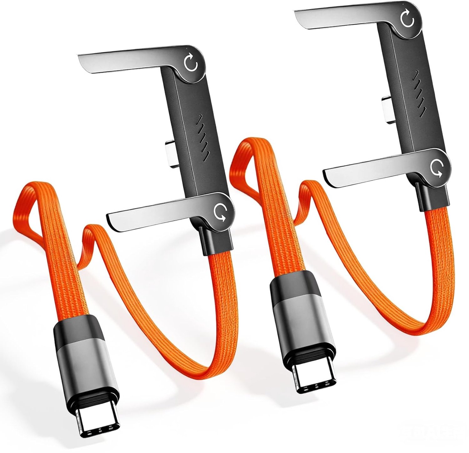 USB-C kabel 240 W met onzichtbare houder, type C naar type C, snellaadkabel, PD 3.1, 1,5 m, nylon, gevlochten, oranje, USB-C-kabel met houder voor mobiele telefoon, tablet, laptop, gaming