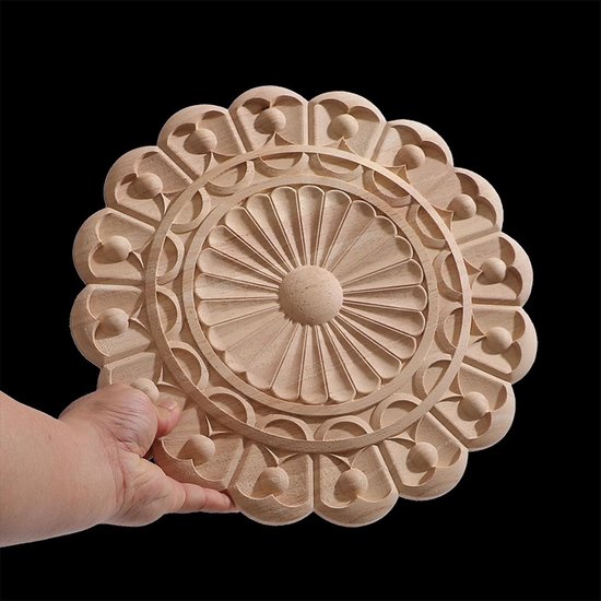Vintage Hout Gesneden In Hoek Ronde Houten Applique Hout Decal Hout Lijstwerk Onlay Ongeverfd Europees Snijwerk Lange Bloemen Houten Meubelen Decoratie Hoek Y23-15 — afbeelding 3
