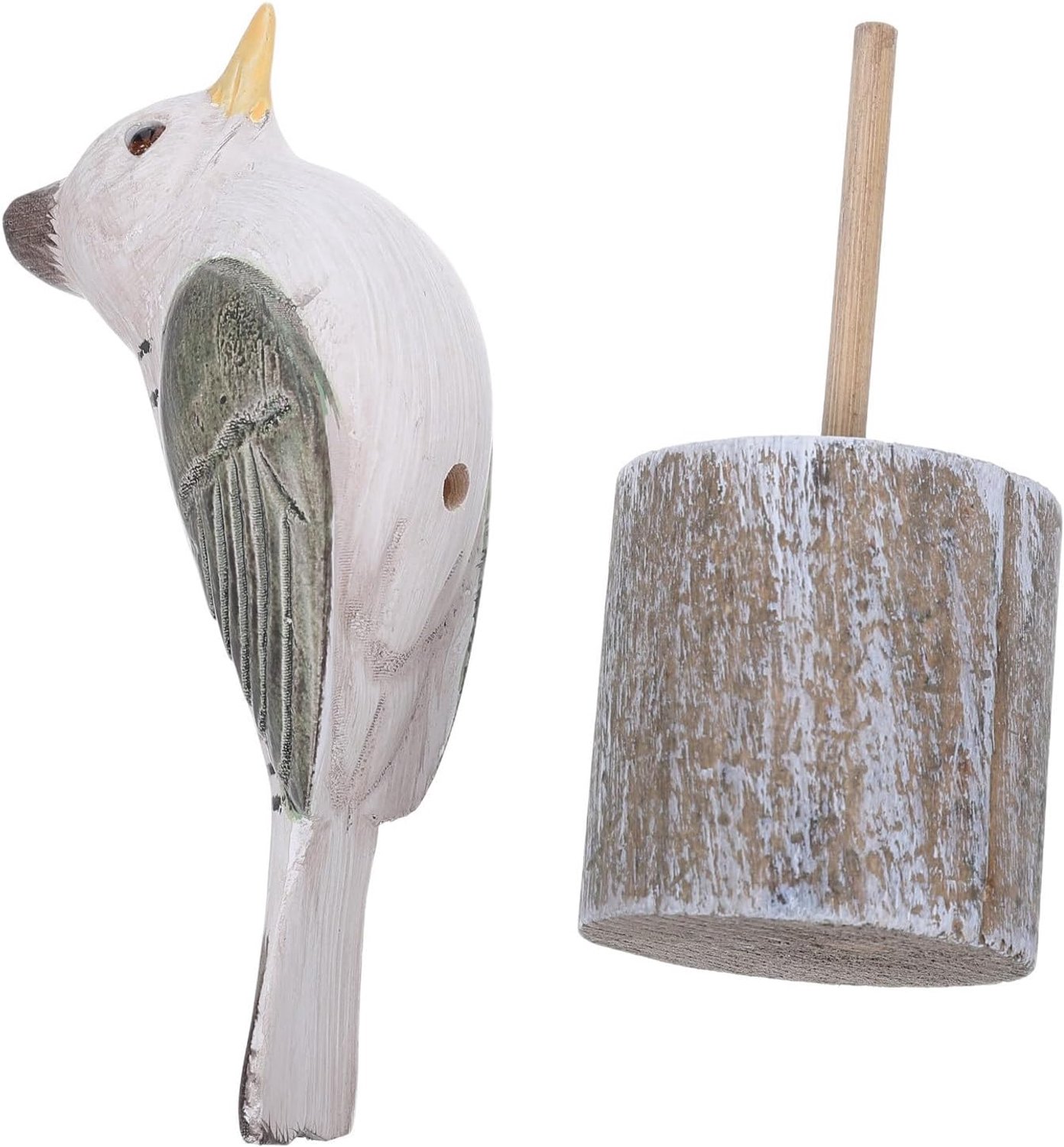 Mediterrane Houten Zeebird Beeldje Handgesneden Vogelornament voor Tafeldecoratie Natuurlijke Houten Vogelfiguur voor Woonkamer Kantoor Strandstijl Huisaccessoire