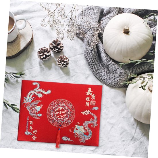 Jojofuny Bruiloft Gastenboek Elegante Chinese Stijl Voor Bruiloft Bruidsborrel Praktisch Chic Vastleggen Van Herinneringen Geschikt Voor Huwelijksreceptie Decoratie — afbeelding 3