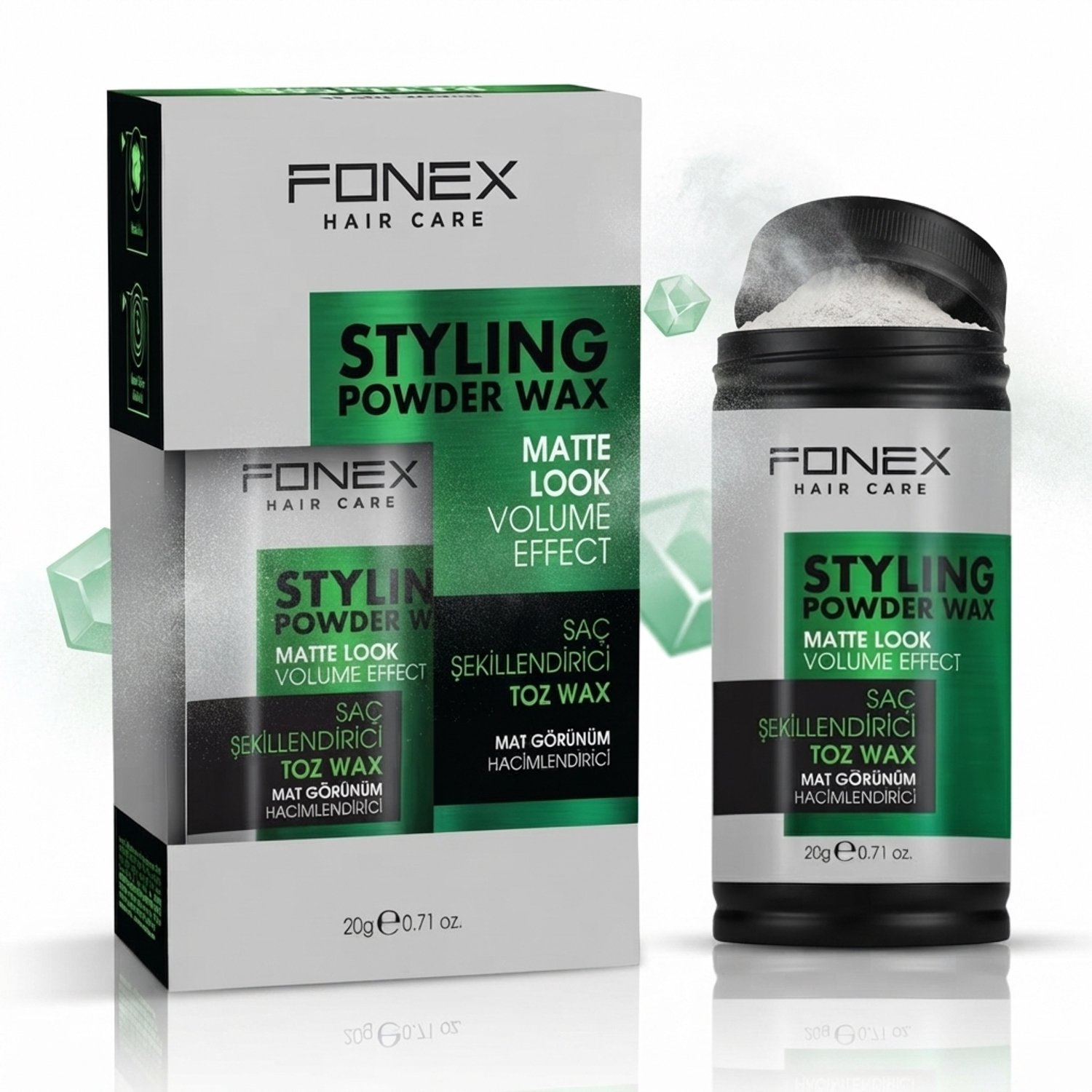 Fonex Styling Powder Wax Matte Look – Long-Lasting Hold, Natural Matte Finish – Hair Styling Powder, 20 g