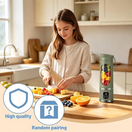 Draagbare Smoothie Maker met USB-C, 450ml Persoonlijke Mini Juicer, Lekvrij Deksel en Drinkopening, Perfect voor Thuis, Kantoor en Sportactiviteiten — afbeelding 4