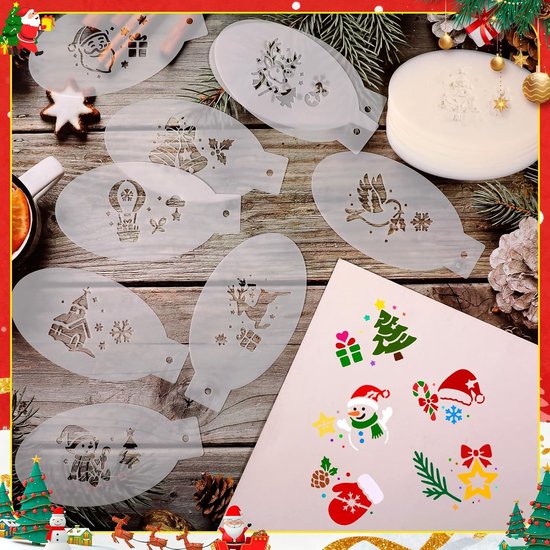 30 stuks kerstsjablonen, herbruikbare gezichtsverfsjablonen, kerstsjablonen, kunststof sjablonen, knutselsjablonen, sjablonenset voor kinderen, feest, vakantie, Kerstmis, make-up — afbeelding 5