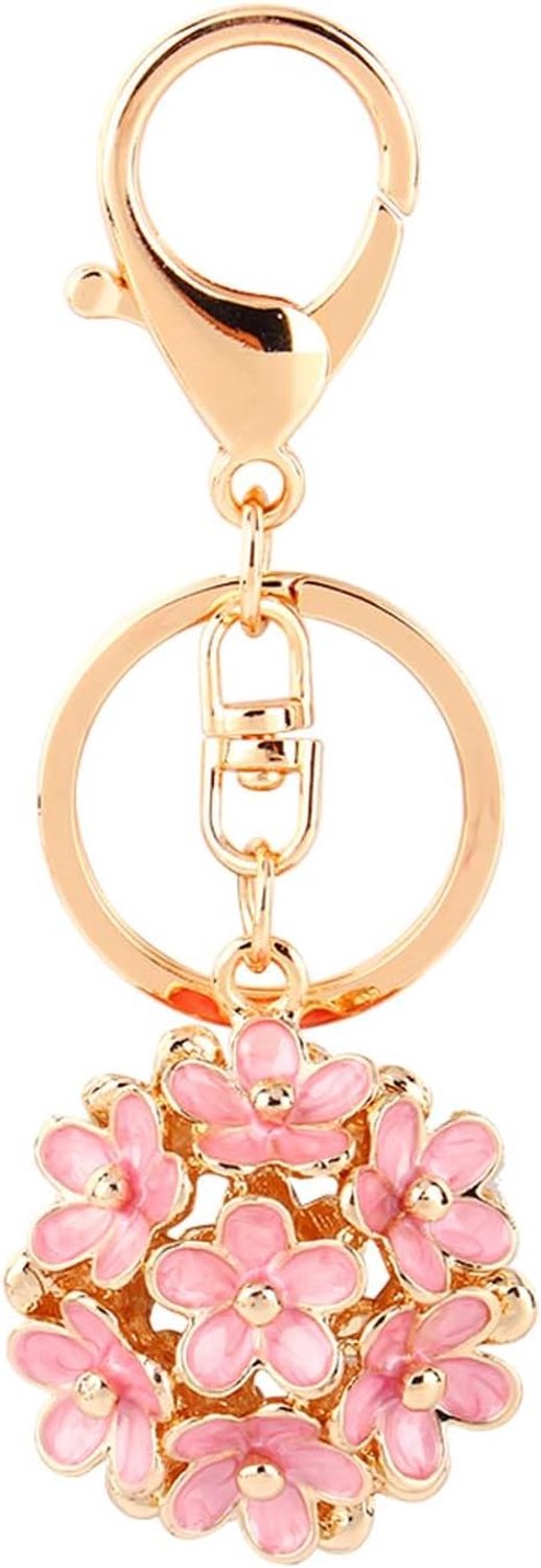 Mooie Bloemen Sleutelhanger, Dames Legering Auto Sleutelhanger Tas Tas Hanger, Trendy Charme Aanwezig Roze/rood/blauw/zwart/kleurrijk 10,5 Cm X 3,8 Cm