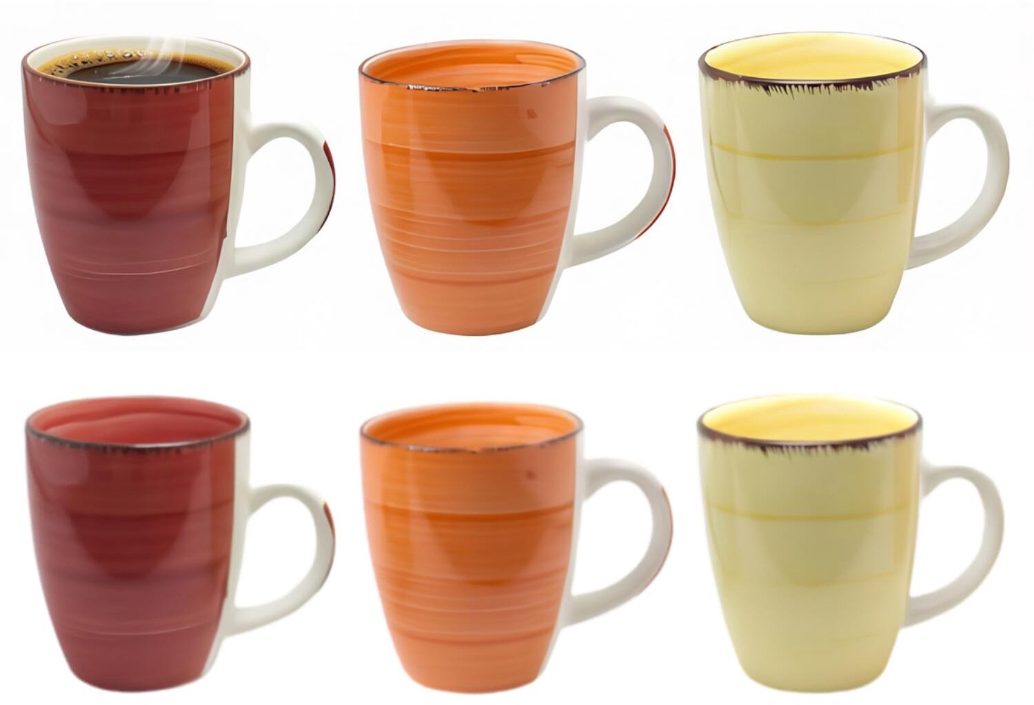 Bellatio Design Koffiemok Colourful Morning - set van 6 - multi mix - keramiek - 340 ml - theemokken