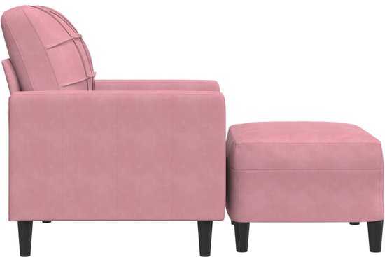 vidaXL - Fauteuil - met - voetenbank - 60 - cm - fluweel - roze van Vidaxl — afbeelding 3