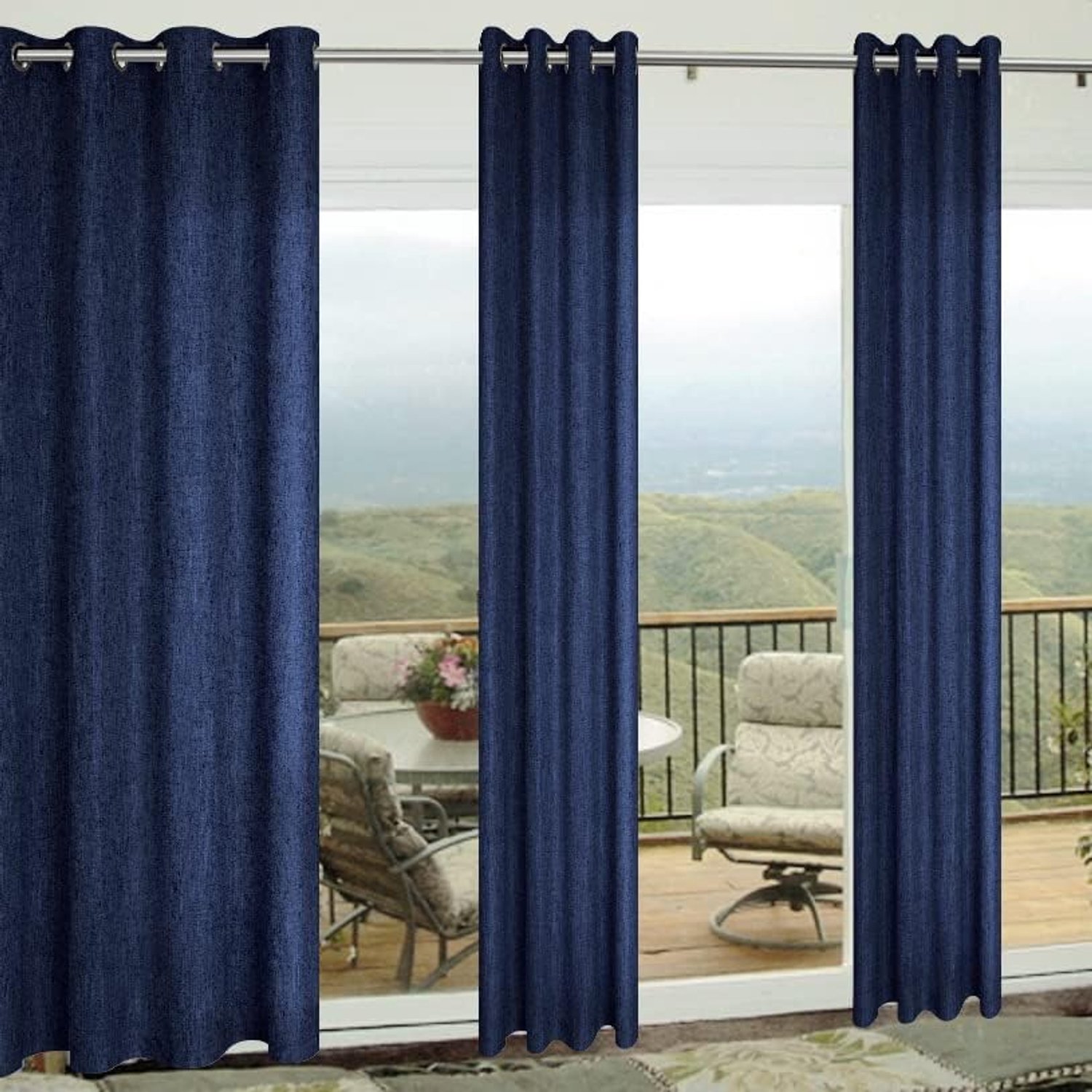 Marineblauwe gordijnen 84 inch lengte voor woonkamer 2 panelen set raambehandelingen semi-puur linnen katoen getextureerd licht filterring Boho gordijn voor slaapkamer 52 x 84 inch lang donkerblauw