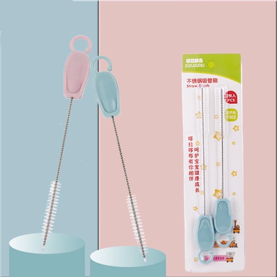 6stuks Delige Rvs Drinkrietjesborstel Met Nylon Borstels Grondig Reinigen Van Babyflessen Duurzaam Effectief Schoonmaakgereedschap — afbeelding 2