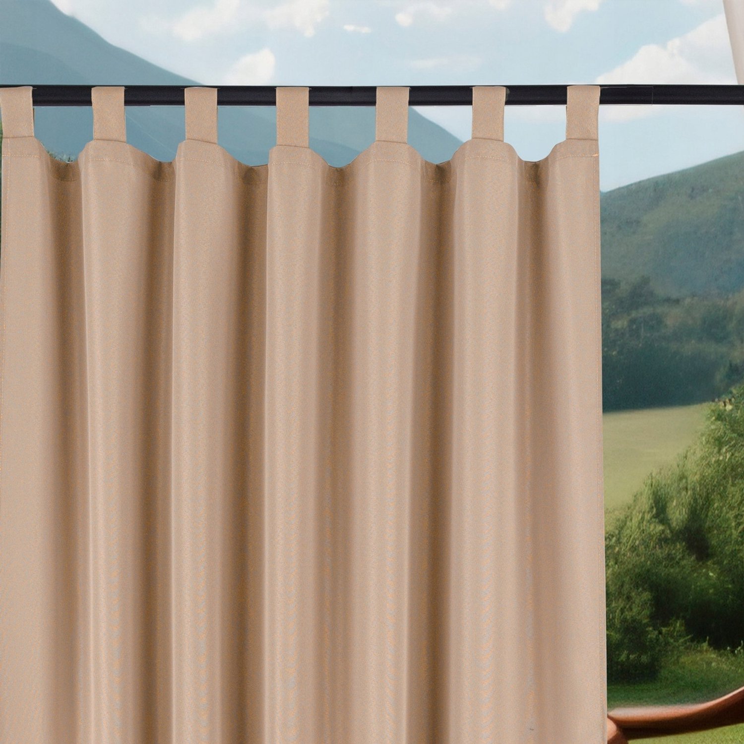 Waterdicht Terrasgordijn 155x220 cm Beige met Lusjes - Rune