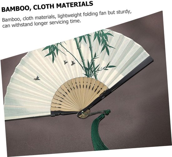 Vintage Bamboe Vouwwaaier met Kwastje Retro Chinese Stijl Handwaaier Opvouwbare Katoenen Danswaaier Draagbare Zomeraccessoire voor Kostuums Decoratie — afbeelding 5