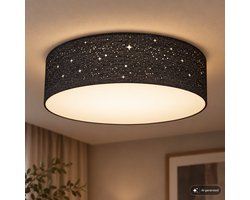 B.K.Licht - Decoratieve Plafondlamp - sterrenhemel effect - kinderkamer lamp - plafonniere - zwart - ronde - Ø38cm - met 2x E27 fitting