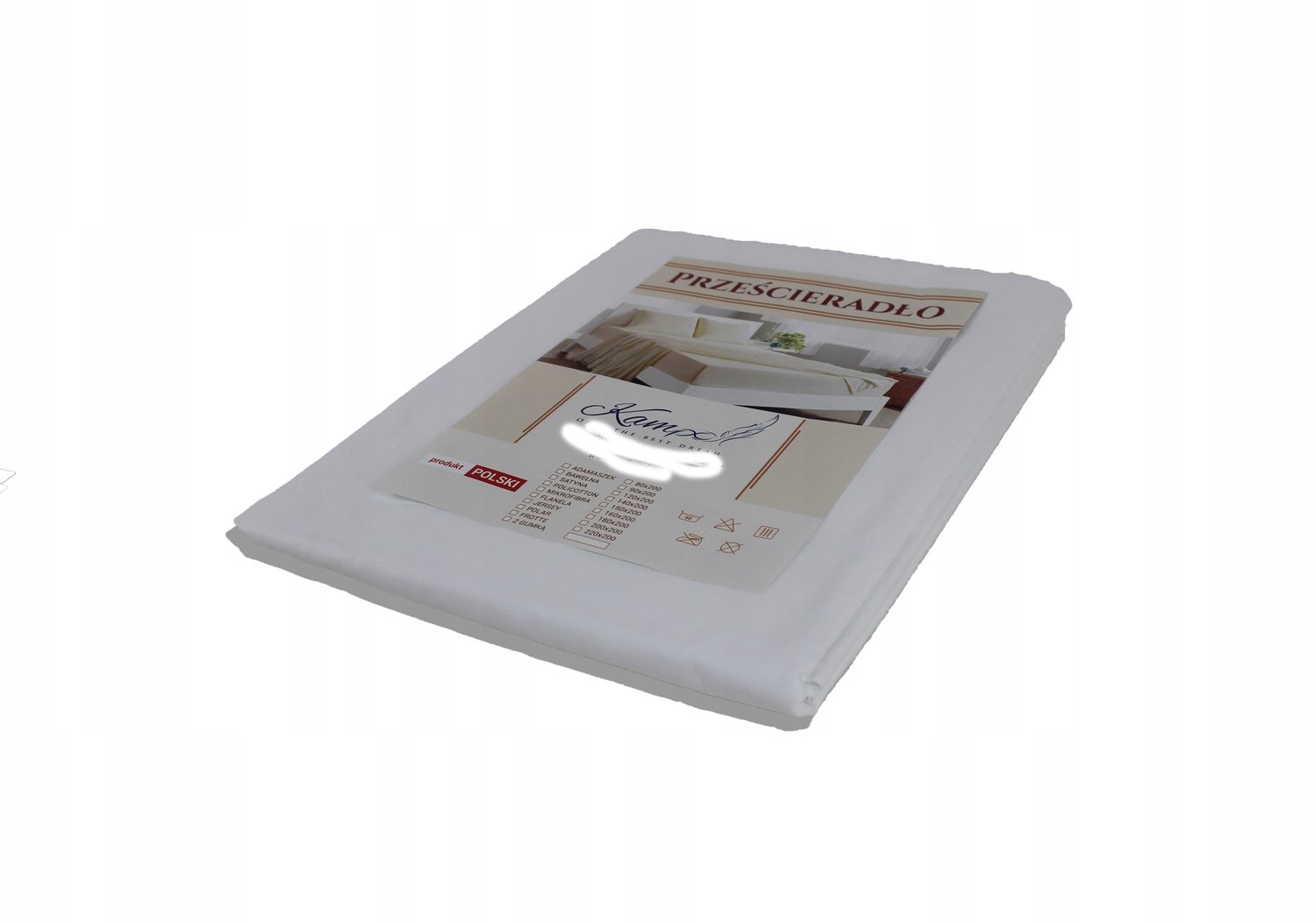 Kam-Pol 100% Katoenen Hoeslaken Damast Glad 140x260cm Hotelkwaliteit Wit