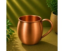 Puur koperen ronde beker/mok mat gepolijst – 450 ml/180 g (zware uitvoering)