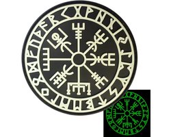 Glow Dark Vegvisir Viking Compass Norse Rune Morale Tactical PVC Rubber 3D Fastener Patch (Black and White Glow Dark) - ShopVlot