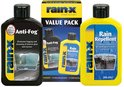 Rain-X waarde verpakking met 200ml Anti-Fog en 200ml Rain Repellent flessen.