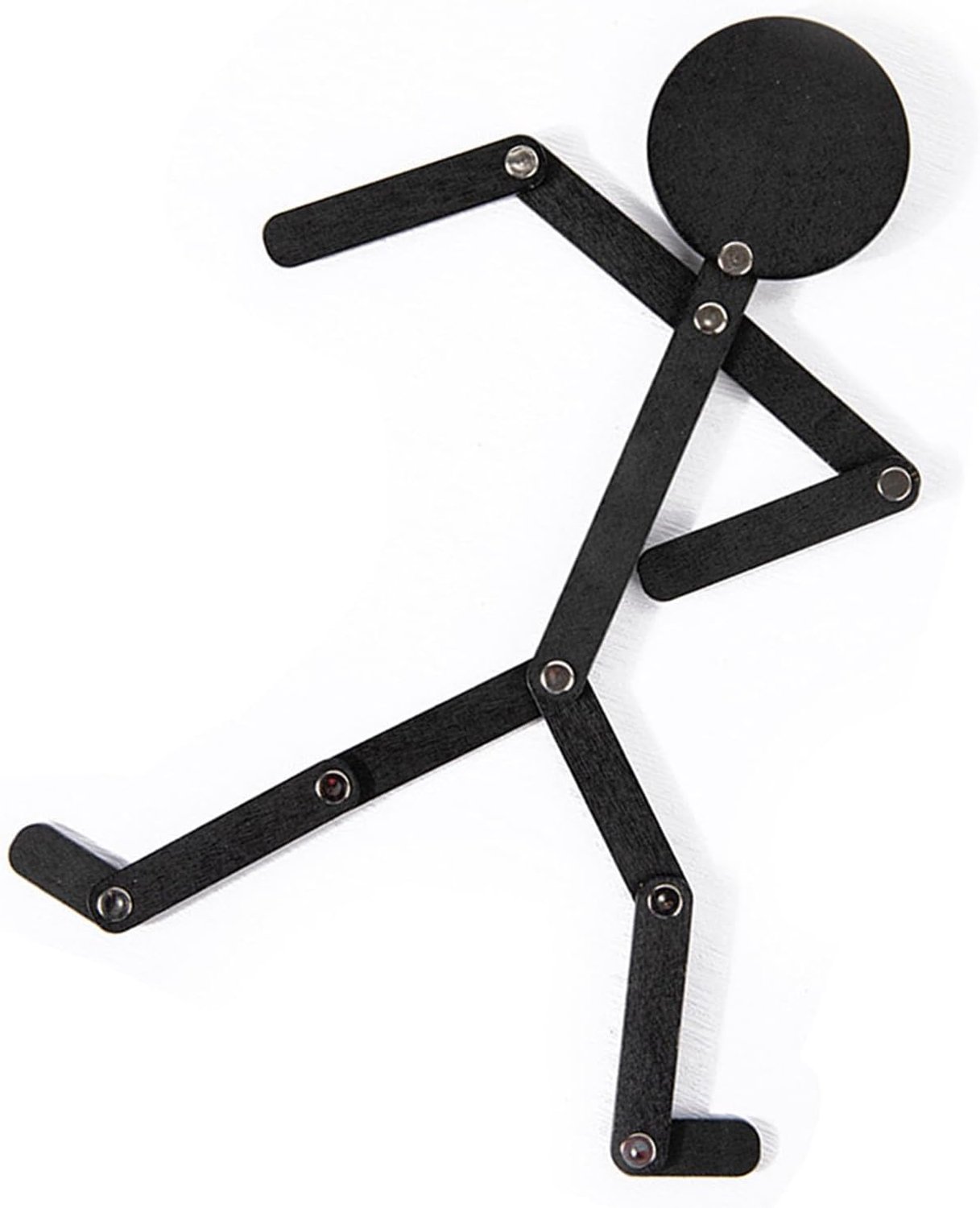 Houten Stickman-speelgoed met beweegbare leden, 10 kaarten, educatief puzzelspel voor heren (Stickman zwart)