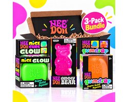 NeeDoh®3-pack bundle box -Nice Cube Glow/Gummy Bear/Gumdrop/ Squishy fidget stress