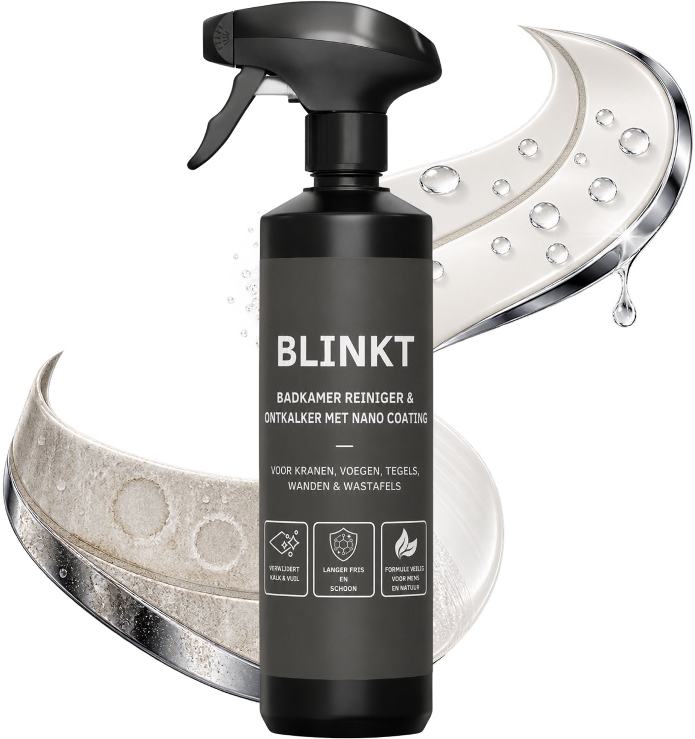 Badkamer Reiniger met Nano Coating - Verwijdert Kalkaanslag - Geurloos - Kranen, Tegels, Douchewand & Sanitair - 500 ml