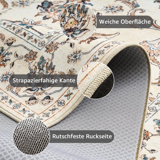 Vangao Tapijt 160x220 cm Oosterse vintage blauw laagpolig Area Rug — afbeelding 3
