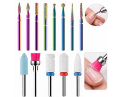 OUYLAF Keramische Nagelfrees Bitjes - diamant nagelfrees bits - 13 Stuks - Elektrische Nagelvijl Opzetstukjes - Nagelboor bits set voor nagelfreesmachine - 2,35 mm standaard schacht nagel bitjes - Voor nagelverzorging voor thuis en nagelsalon