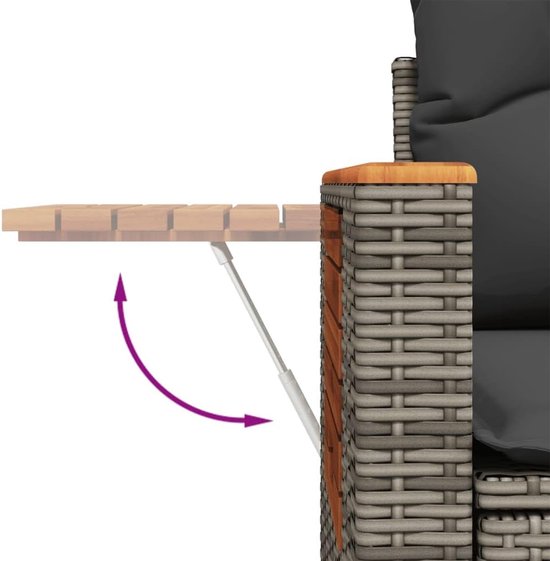 Poly rattan duurzaam weerbestendig tuin loungeset met inklapbare — afbeelding 2