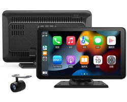 TEKROA® Geschikt voor CarPlay Scherm 7 Inch - Bedraad & Draadloos Apple CarPlay en Android Auto - MirrorLink - Bluetooth 5.0 - Universeel