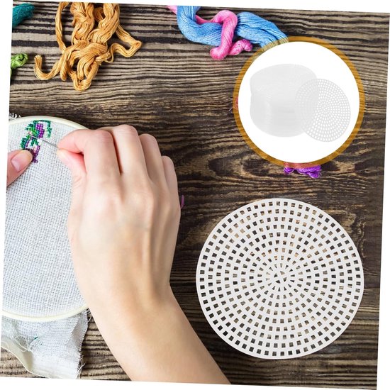 30 Stuks kruissteek mazen Gaas naaien circulaire cirkel planken mesh canvas rond quiltend rondes snijbaar borduurraster herbruikbaar vorm mesh mat vormen netto stof maken — afbeelding 2
