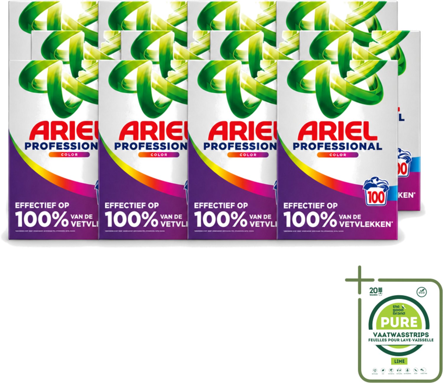 12 x Ariel – Waspoeder – Professional Color – 100 wasbeurten - 5,5 kg - Grootverpakking - Vaatwasstrips - Waspoeder Kleur - Waspoeder Voor Gekleurde Was - Waspoeder Met PEG-technologie - Kleurbehoud Was - Krachtige Vlekverwijdering