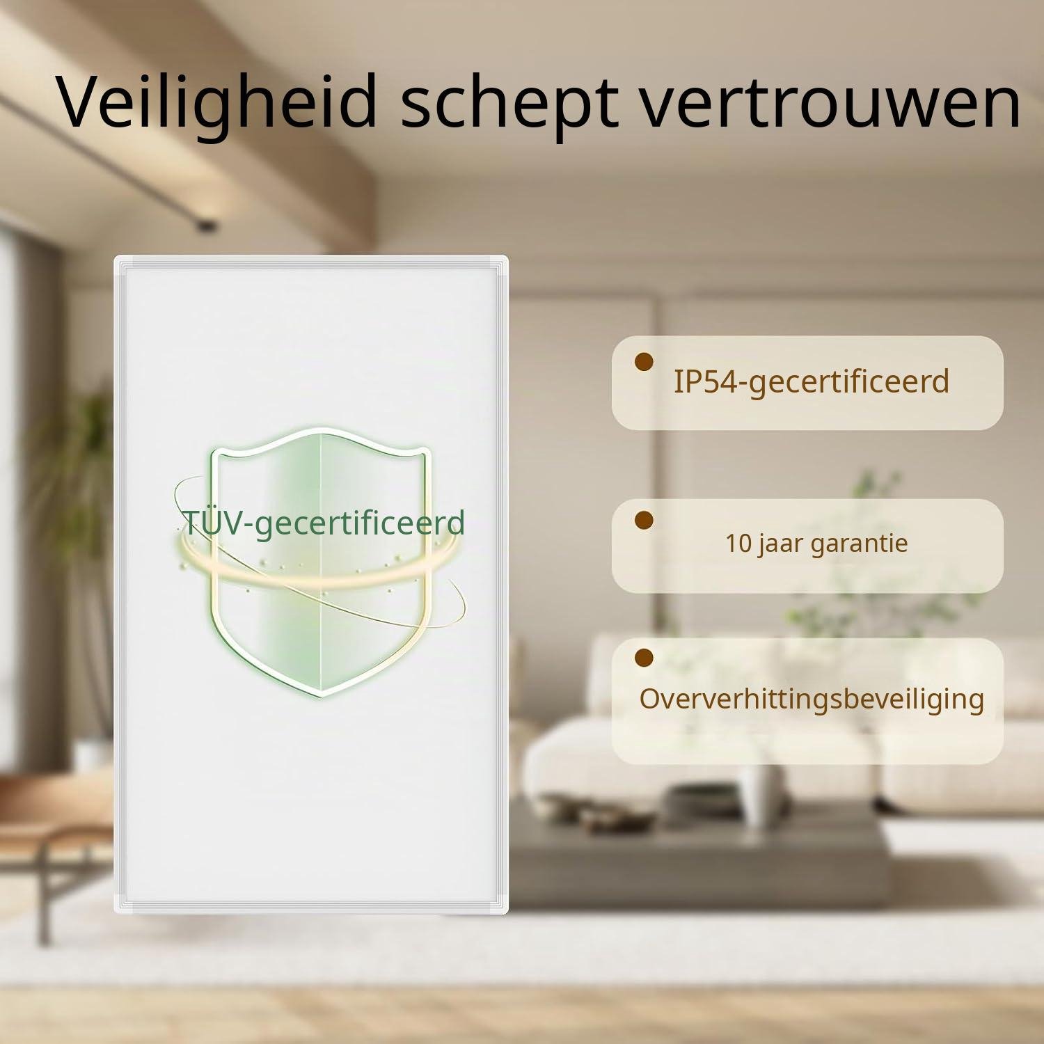 QEVA Infrarood Paneel Verplaatsbaar - Infraroodpaneel - Verplaatsbare Verwarming - Wit - 50cm x 60cm x 3cm