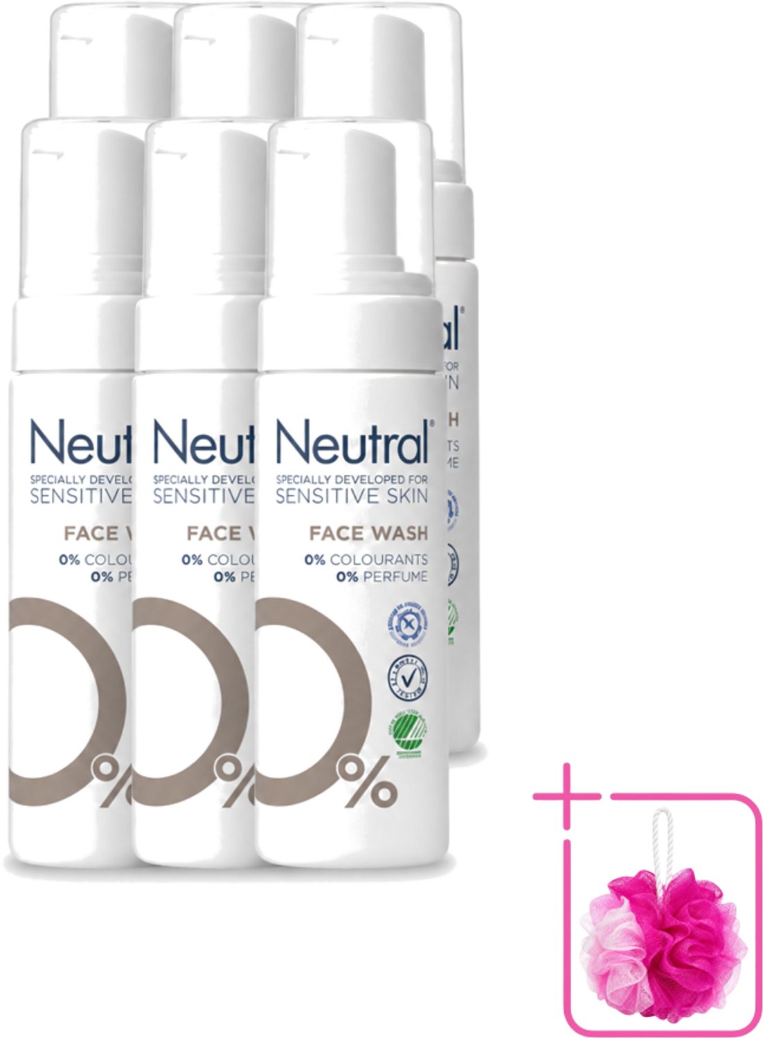 6 x Neutral – Gezichtsreiniging – Face Wash 0% Parfumvrij – 150 ml - Bulkverpakking - Gezichtsreiniger - Douchemop - Huidverzorging