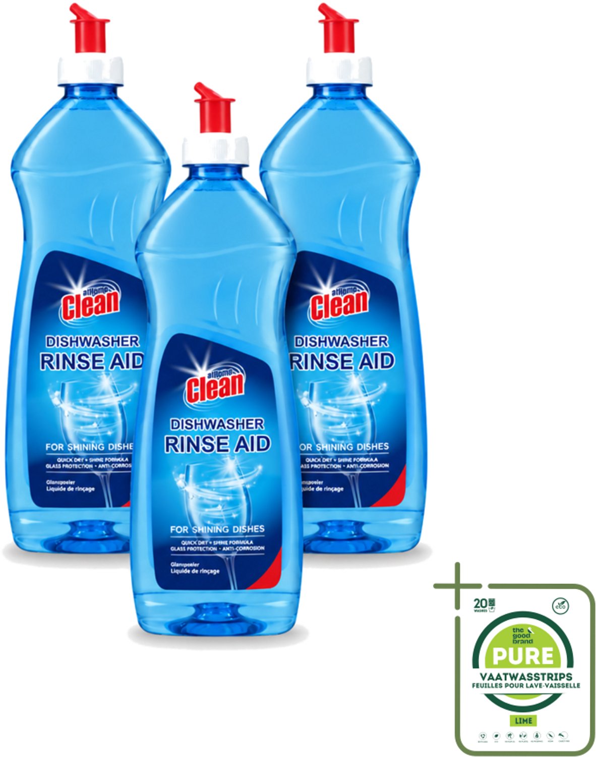 3 x At Home - Clean - Vaatwasser Glansspoelmiddel - Glasbeschermend - 500 ml - Grootverpakking - Glansspoelmiddel Vaatwasser - Glasbescherming Vaatwasser - Vaatwasser Glans - Vaatwasser Droogproces - Vaatwasser Anti-corrosie