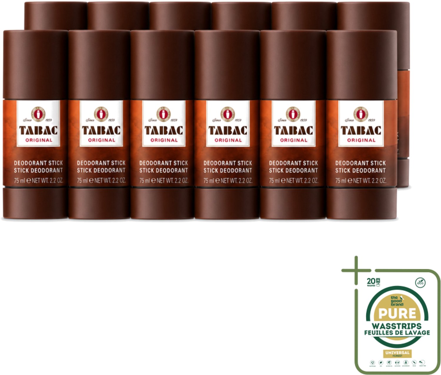 12 x Tabac Original - Deodorant Stick - Langdurige frisheid - 75 ml - Deodorant Stick - Langdurige Frisheid - Zweetbescherming - Pittige Geur - Mannelijke Geur