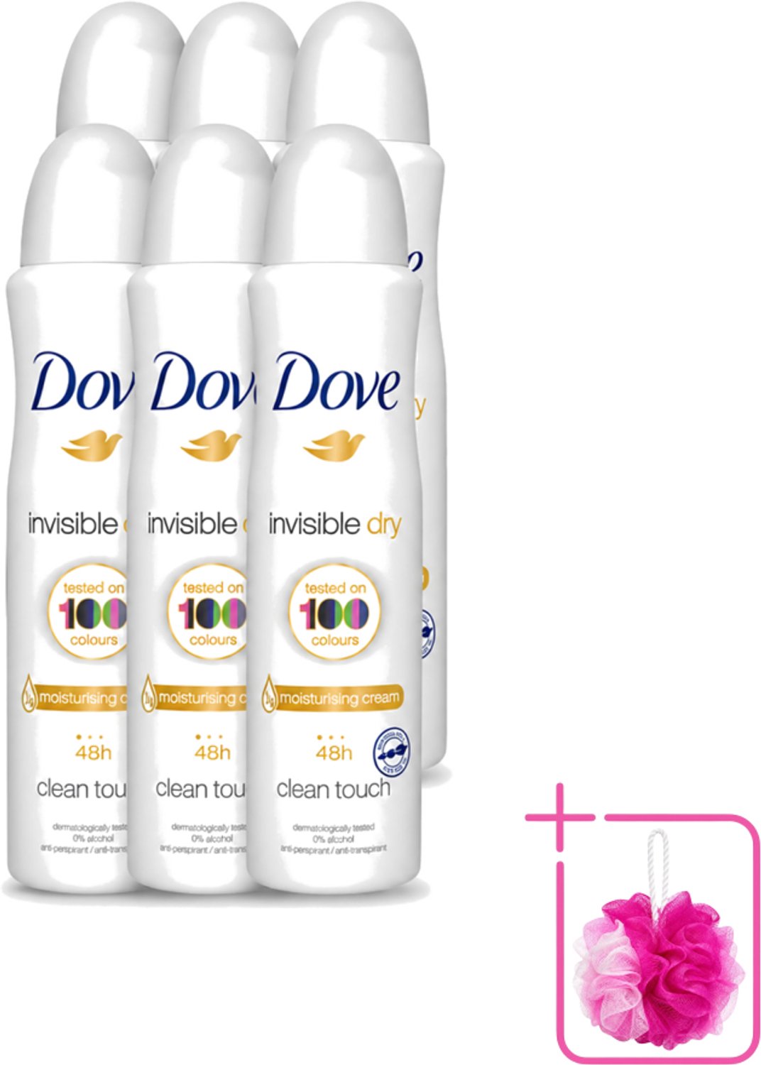 6 x Dove - Deodorant - Invisible Dry - Onzichtbare bescherming - 250 ml - Bulkverpakking - Onzezichtbare deodorant - Douchemop - Zweet en geur