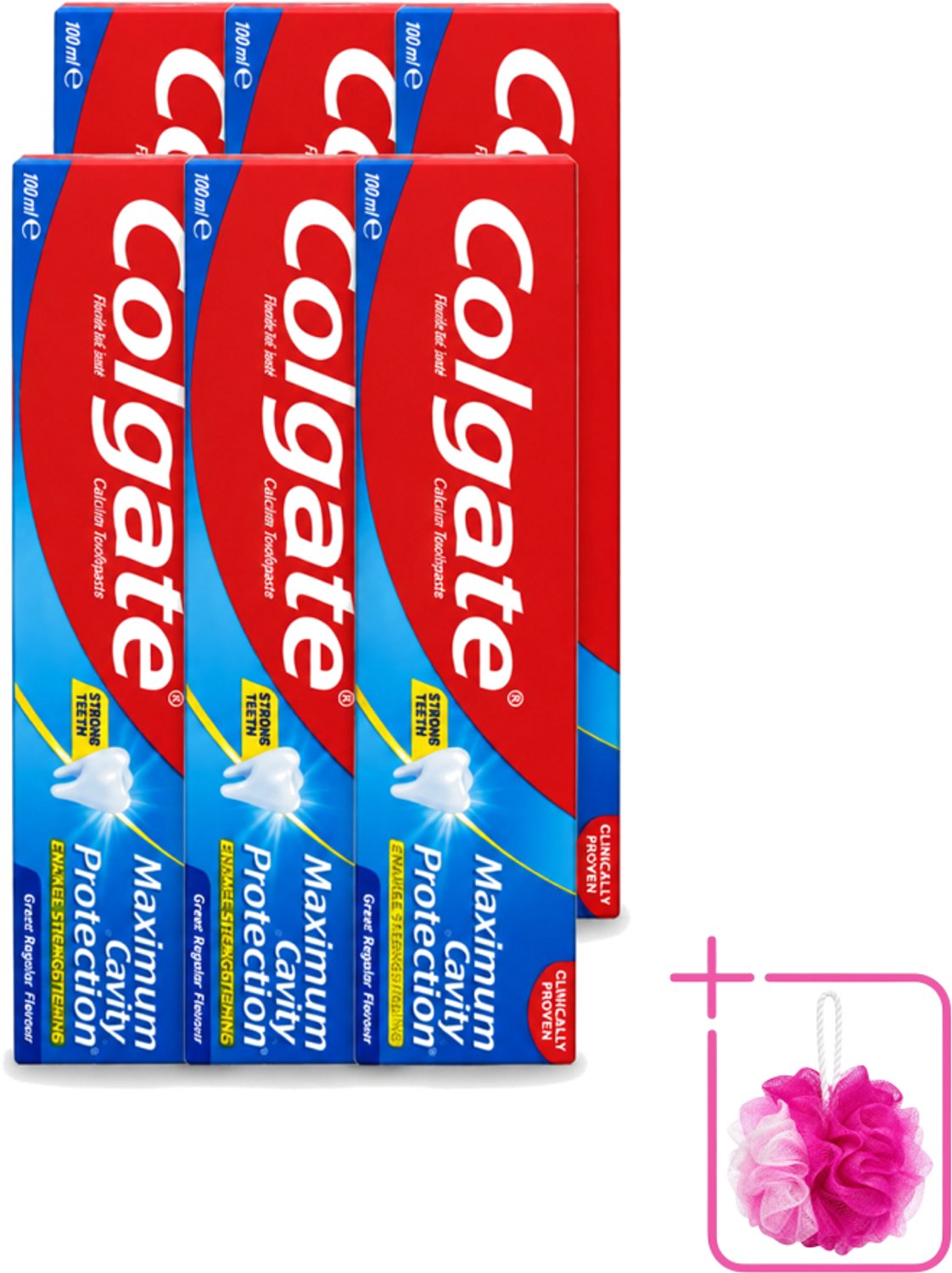 6 x Colgate - Maximum Cavity Protection - Tandpasta - 100ml - Bulkverpakking - Tandpasta - Douchemop - Gaatjesbescherming