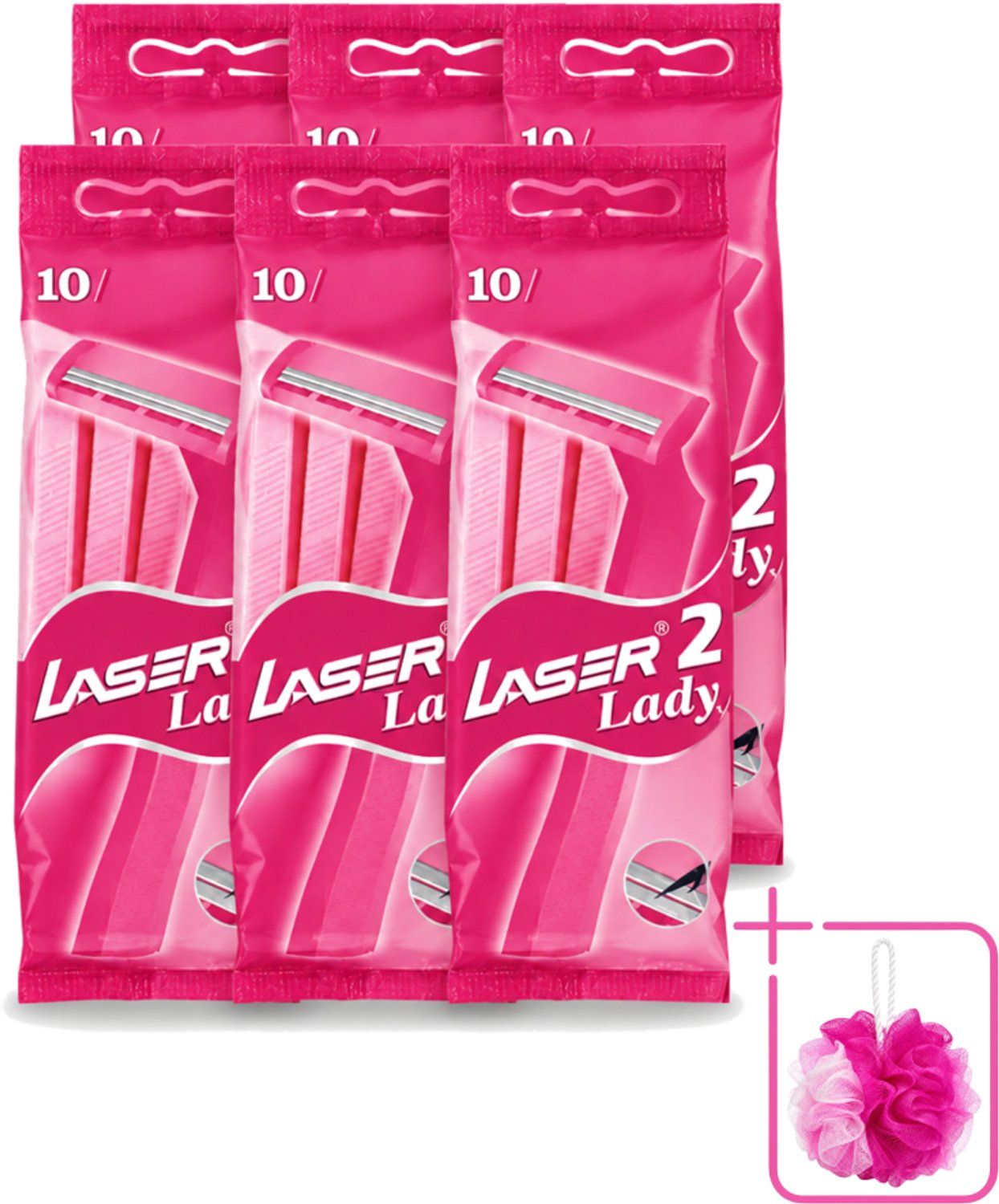 6 x Benson - Laser Twin Women - Wegwerpscheermesjes - Voor Vrouwen - 10 Mesjes - Bulkverpakking - Scheermesje vrouw - Wegwerpscheermesje