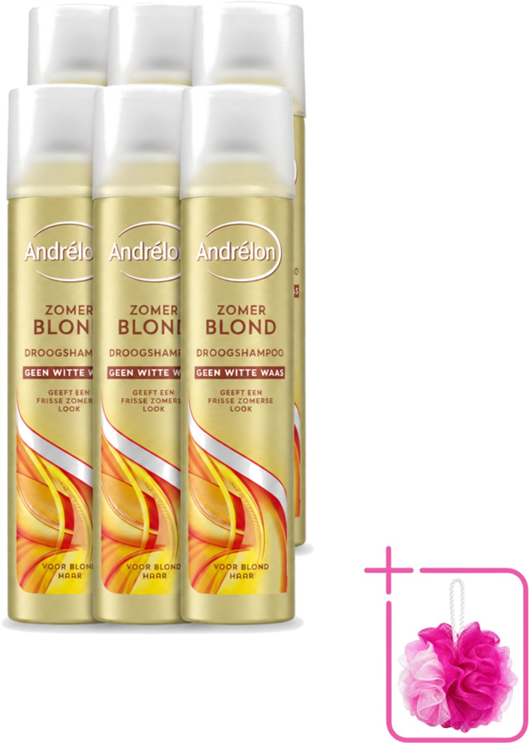 6 x Andrélon - Zomerblond - Droogshampoo - Voor Blond Haar - 245 ml - Bulkverpakking - Zomerblond - Douchemop - Droogshampoo