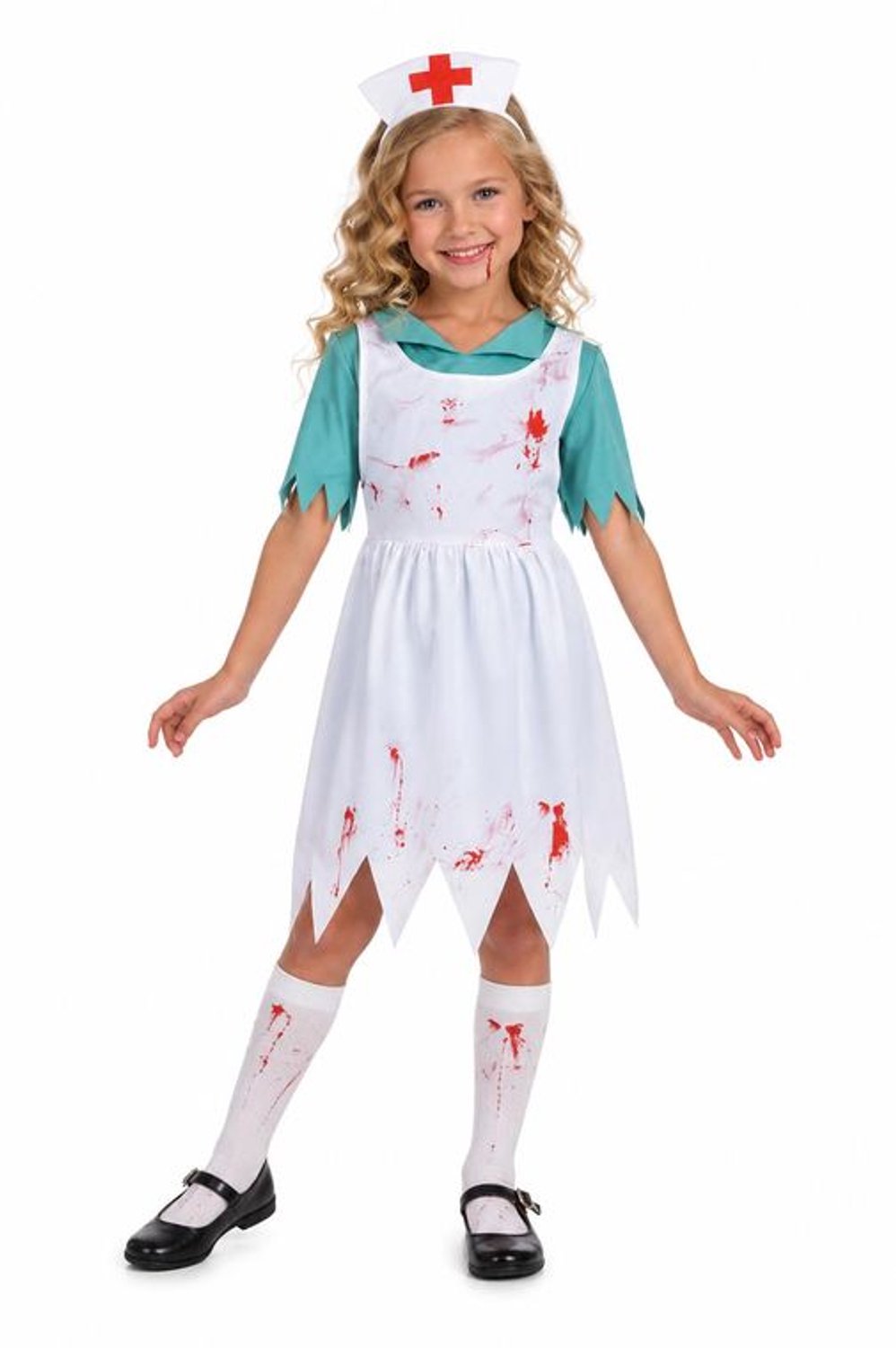 Kinder Verpleegster Kostuum – Griezelige Halloween Verkleedset - 7/9 jaar