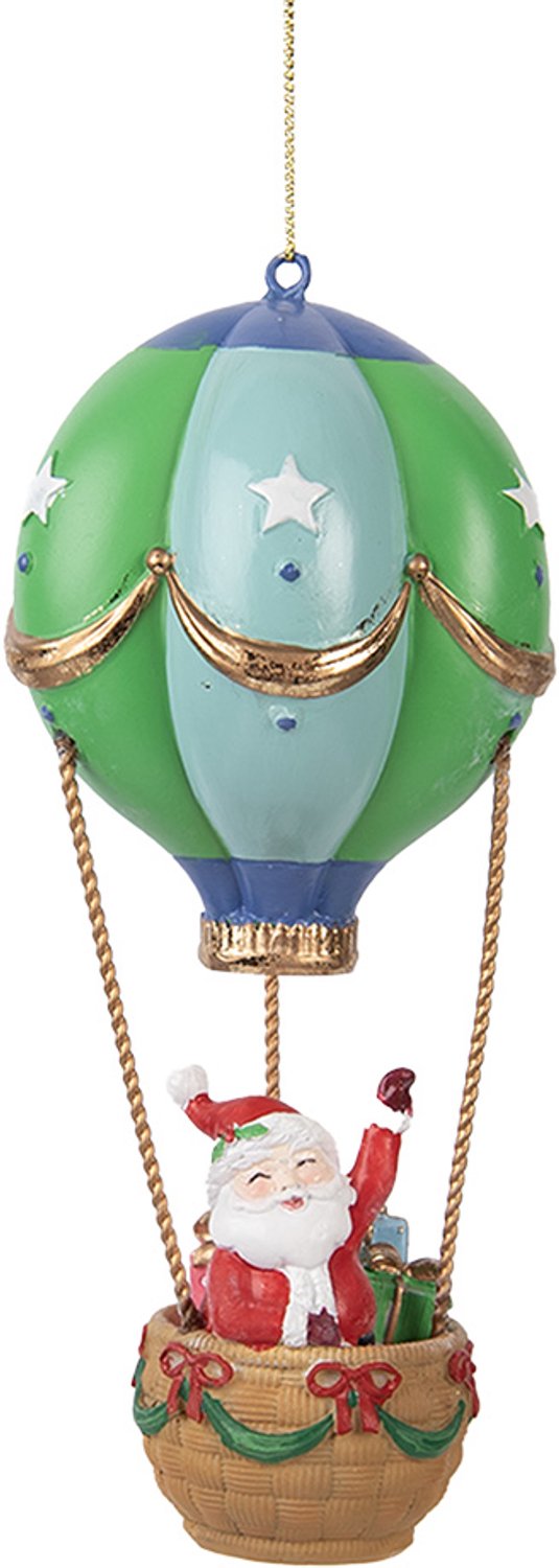 Clayre & Eef Kersthanger Luchtballon Ø 8x18 cm Groen Kunststof